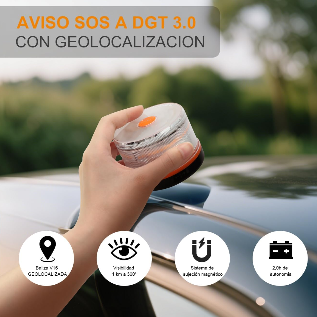 🚨 Luz Emergencia V16 Homologada DGT 3.0 - Geolocalización y SIM Conectada
